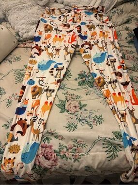 LuLaRoe White Leggings with Multicolor Animal Print